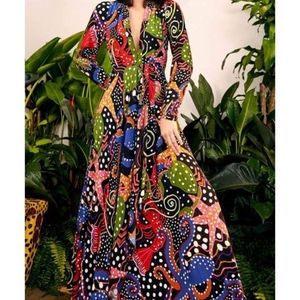 NWT Farm Rio Under the Sea faux wrap Midi Dress